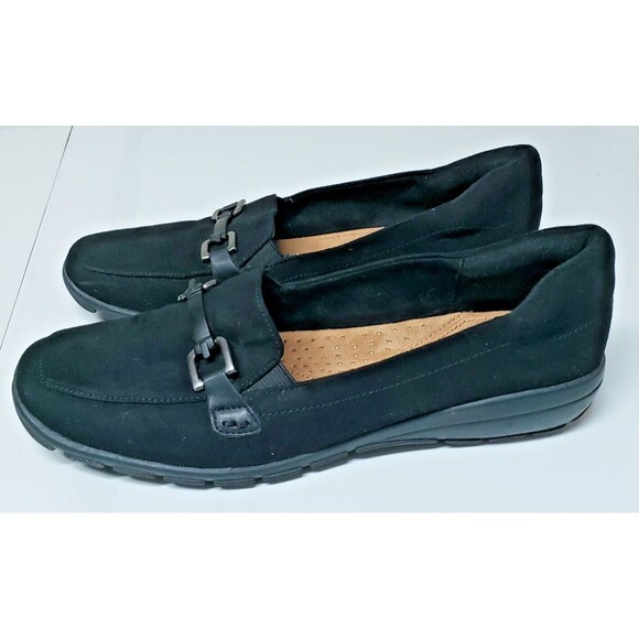Easy Spiriit Women’  Loafers Suede Sz 8 Black Office City Slip Resistant PO Good - Picture 1 of 10